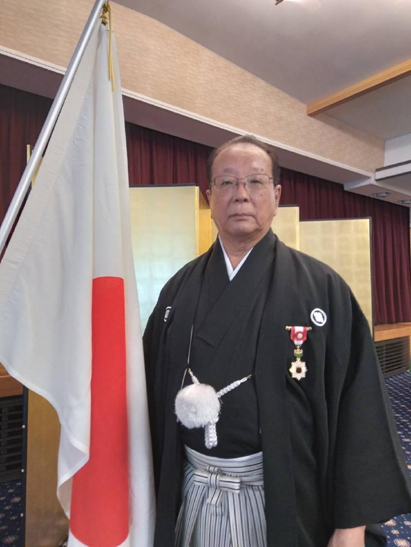 Photo Tagawa-sensei from his award in 2024 from the Emperor of Japan